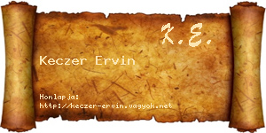 Keczer Ervin névjegykártya